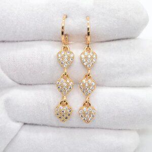 Hearts Earrings with inland Pave zircons woman party wedding Coquette
